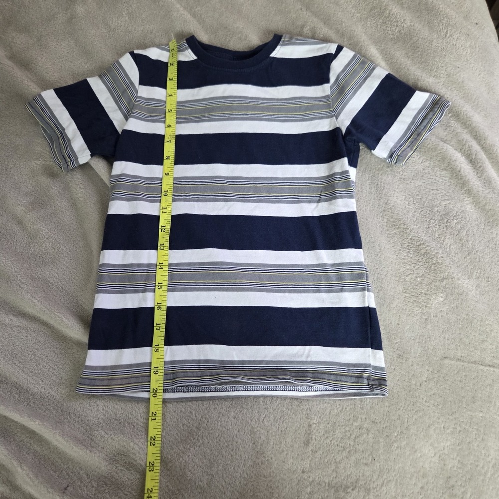 Wonder Nation Shirt Kids Size M White Striped Crew Neck Short Sleeve Tee Top - Picture 3 of 6